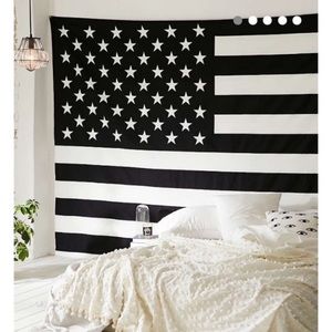 Black & White American flag tapestry
